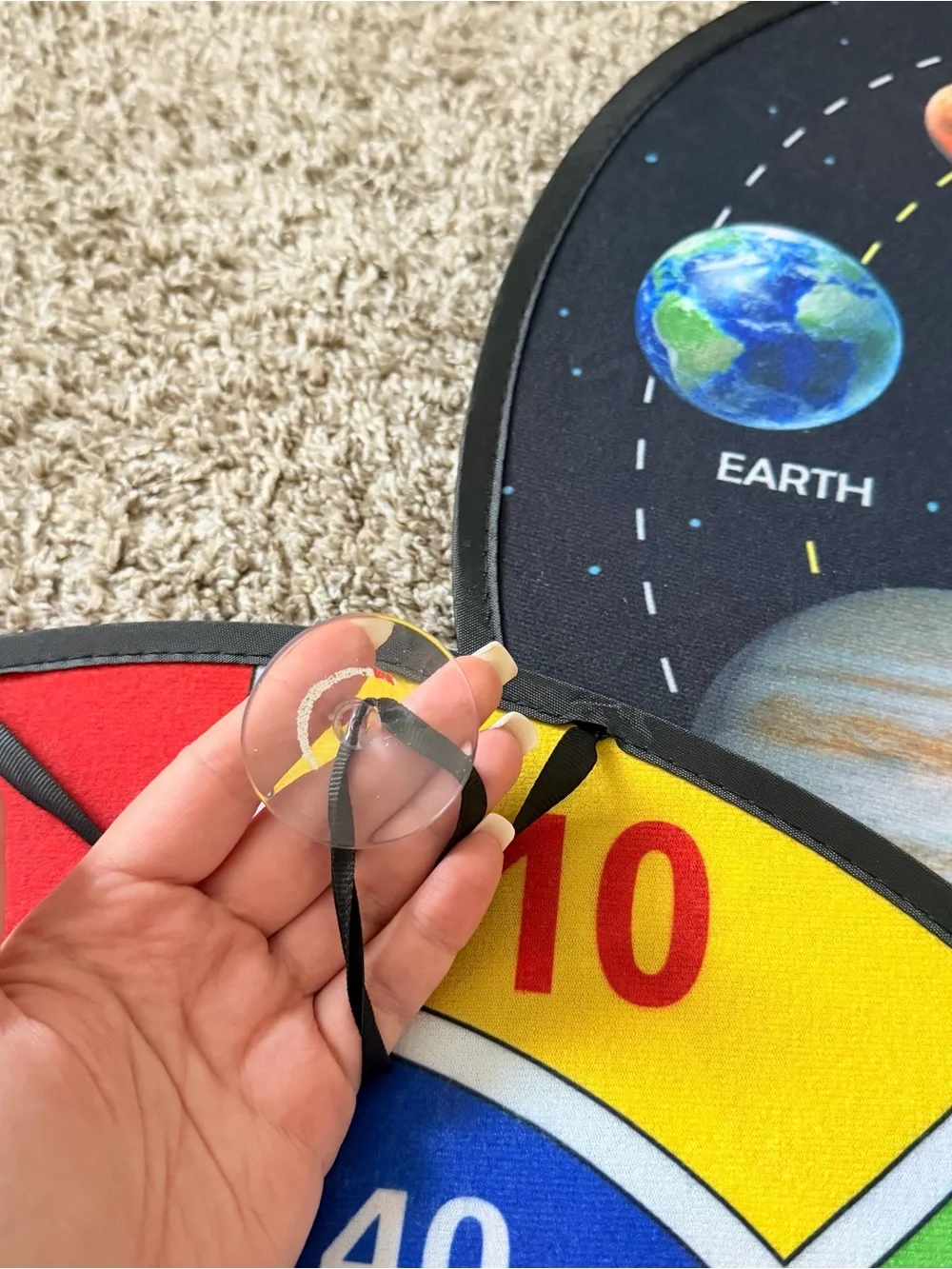 Maburaho Sticky Ball Fabric Dart Board Set Dino/Solar, 2 Targets 3+ w/20 balls